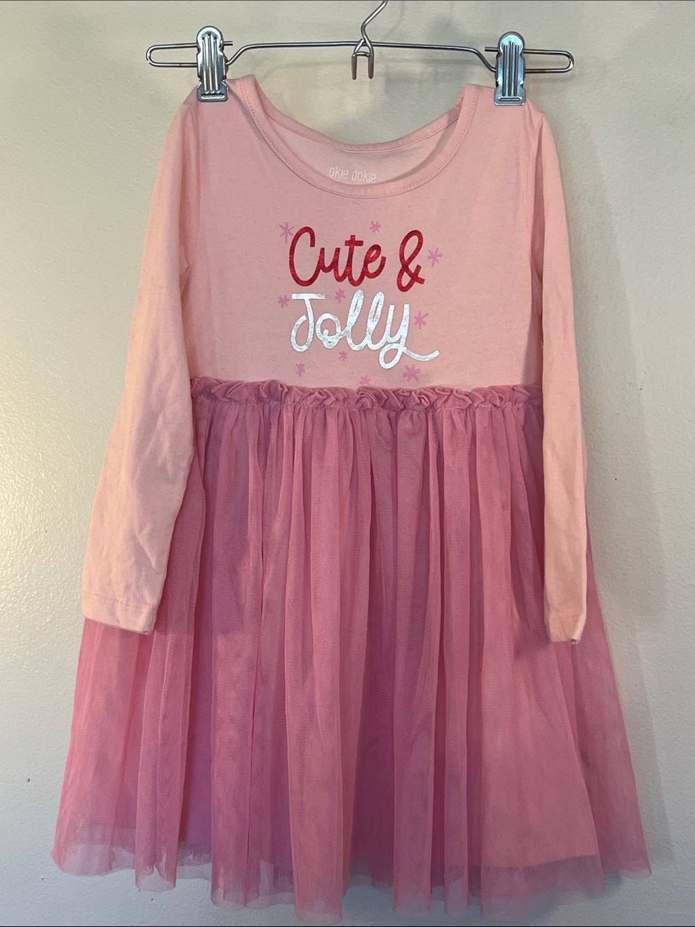 okie dokie Pink Long-Sleeve Tulle Layered Nightgown